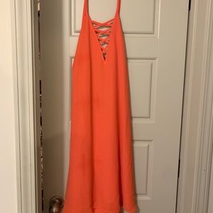 Coral salmon halter dress